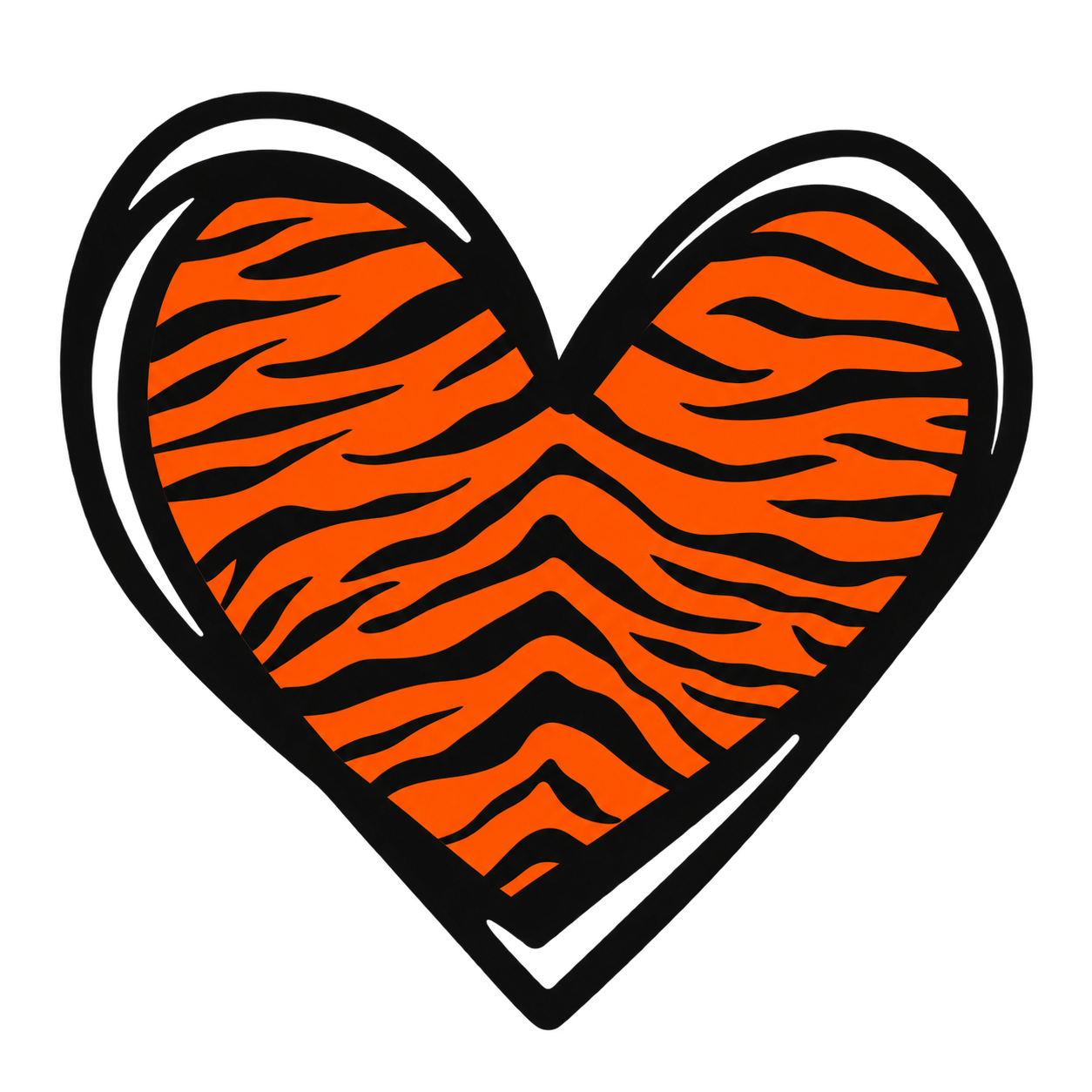 Orange and black tiger-striped heart